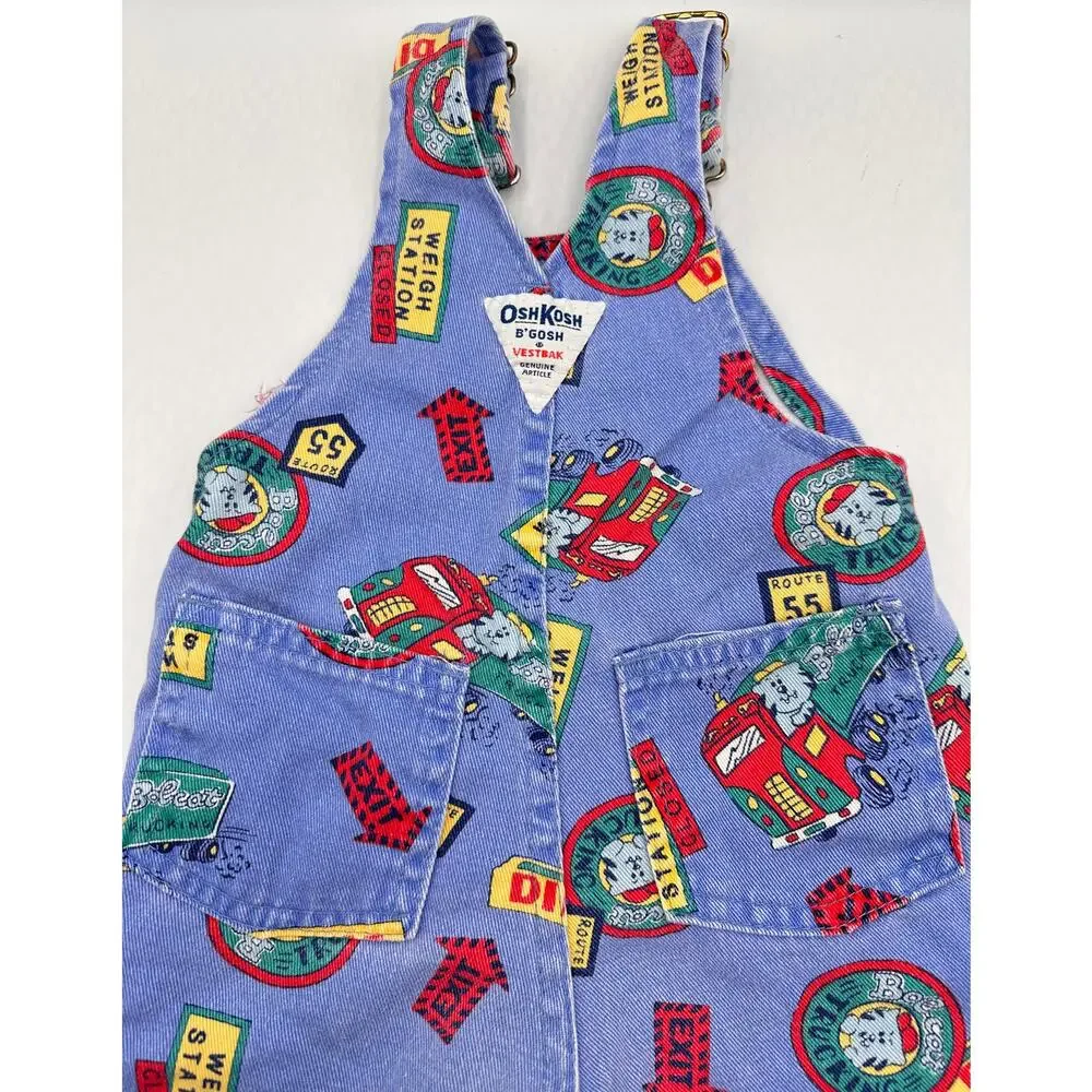 Vintage OshKosh B'Gosh Route 55 Overalls 12 Months 100% Cotton Made in USA - Picture 7 of 10